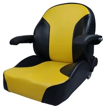 Yellow Zero Turn Mower Seat w/ Arm Rests and Slides John Deere Cub Cadet Hustler
