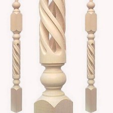 Stair Newel Open Spiral Carved Wood Post Balc...