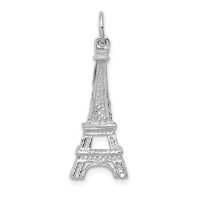 14k White Gold Solid Polished Eiffel Tower Charm Pendant Perfect Gift for Her