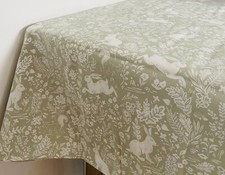 Forest Life Rabbit Design Kitchen Linen Inspired by William Morris in Green