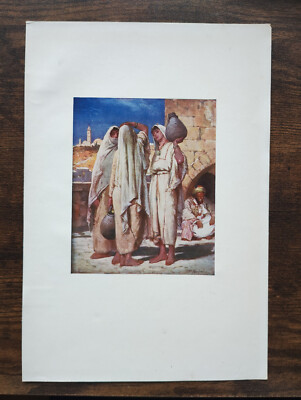 Syrian Women at a Fountain - Antique Print- 1912