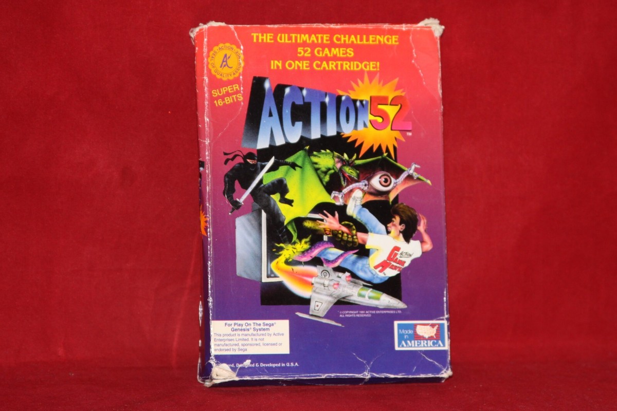 Action 52 (Sega Genesis, 1993) Authentic Game Cartridge + Box