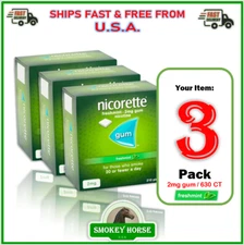 3X Nicorette FreshMint fresh Mint Gum 2 mg 210 Pieces "SHIP SUPER FAST FROM USA"