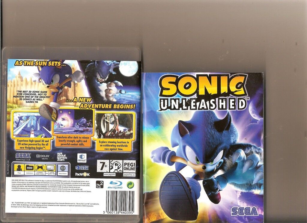 Sonic Unleashed PS3 PlayStation 3 AD - (See Pics)