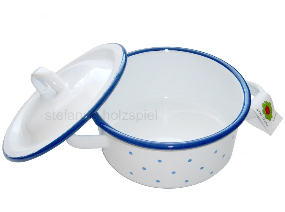 Email-Topf Henkeltopf+Deckel Ø12cm für Kinderküche,Kinderherd Glückskäfer 530204