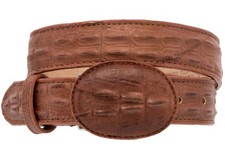 Kids Cognac Western Belt Cowboy Wear Crocodile Pattern Leather Rodeo Buckle