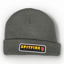 Spitfire Wheels Beanie Gray Live To Burn Cuffed Knit Hat Cap Skater Skateboard