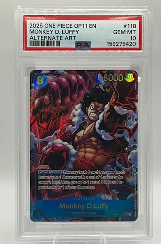 2025 One Piece Monkey D. Luffy OP11-118 SEC Alt Art Secret Rare PSA 10 Gem Mint