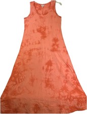 J Jill Maxi Tankdress Dress Size Small Salmon Pink Tie Dye Sleeveless Cotton