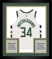 Framed Giannis Antetokounmpo Bucks Signed Nike Association Authentic Jersey