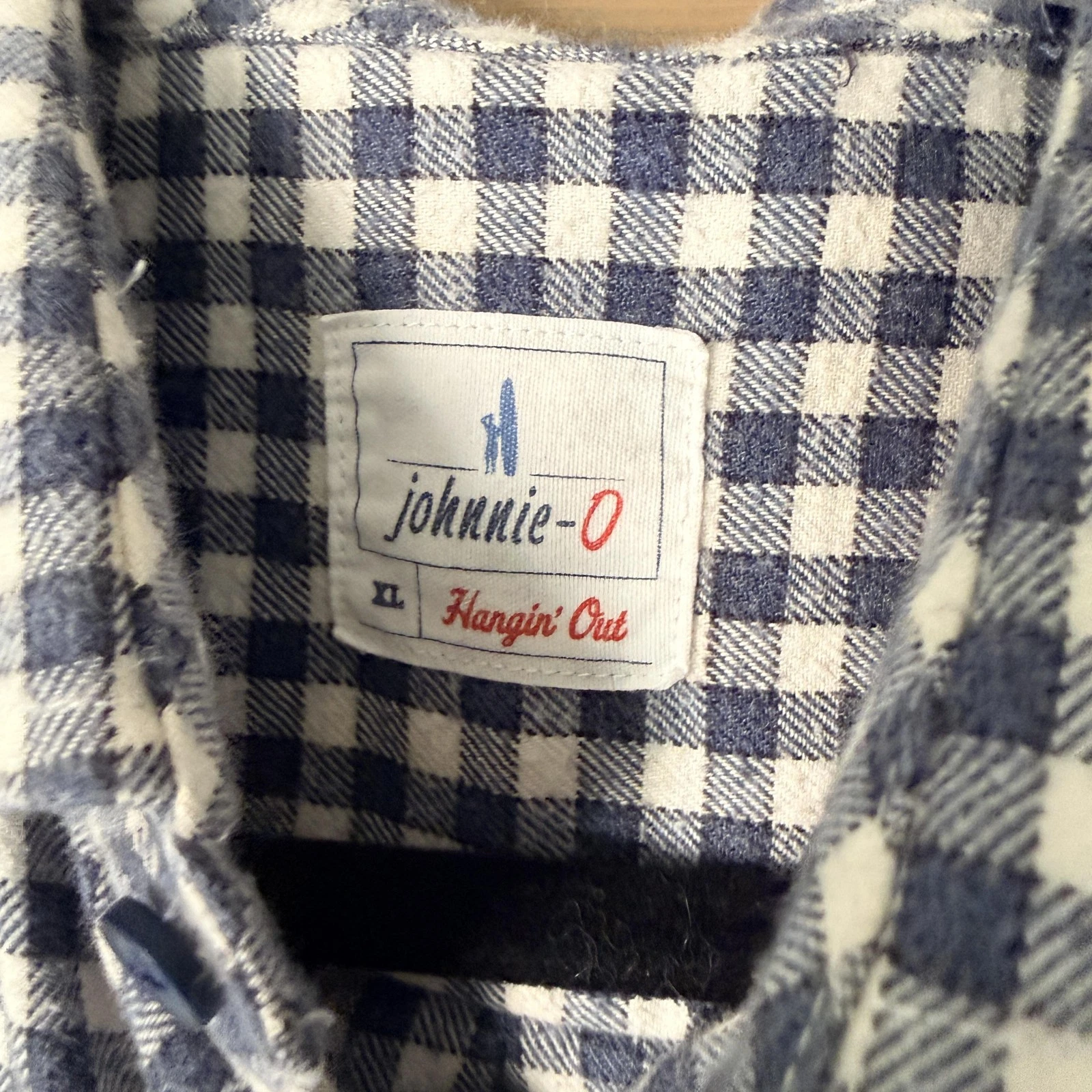 Johnnie-O Shirt Flannel Shirt Mens XL Gingham Hangin Out Bonfire Hiking Camp