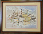 "TRENT",  (20th-21st), Original Watercolor, Shrimp Trawlers, Pensacola, Florida — photo 1