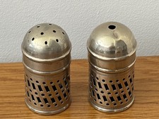 Antique silver plate Salt/Pepper Shakers , EPNS blue inserts (V16)