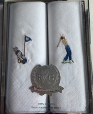 Royal Country Golf Embroidered Handkerchiefs Valet Gift Box Set New
