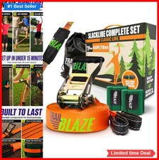 Slackline Kit 60 ft 2 Inch Polyester Webbing Ratchet Tree Protectors Carry Bag