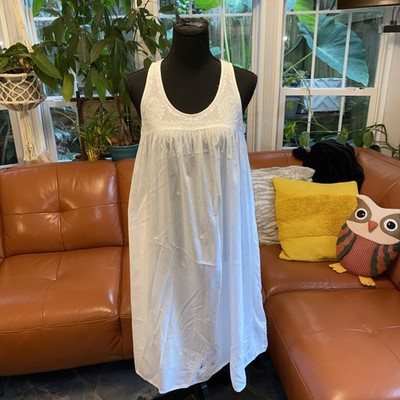 Zara Home Womens 100% Cotton Night Gown Size M Embroidered White