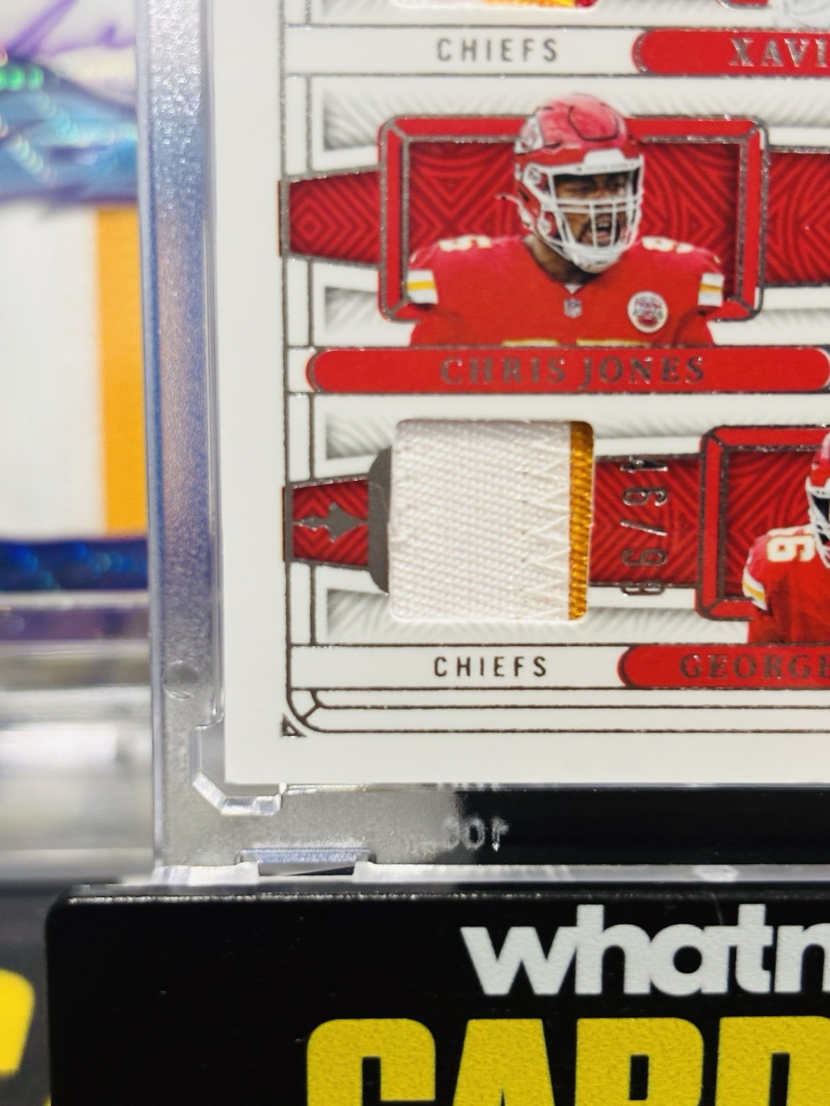 💥2025 National Treasures Quad Materials KC Chiefs - Mahomes, Jones, Worthy view 6