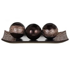 Creative Scents Dublin Home Decorative Tray and Orbs Set Brown ORT-44389 