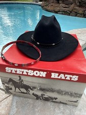 VTG Stetson Felt Cowboy Hat Size 7-1/8 F1430 Platte 4  Brim 700 Black OLD SCHOOL