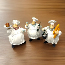 Fat Italian Chef Kitchen Decor 3 Resin Figurines Hand Painted MINT Condition