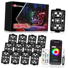 12PCS 5 Sides Full Angle RGB Motorcycle LED Underglow Kit 12 Pods-3 Control Way