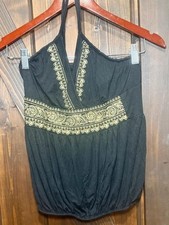 Vintage Freeway Halter Top Black & gold XXS Y2K 90s
