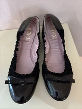Red Valentino Black Patent Leather & Suede Ballet Flats Size 39