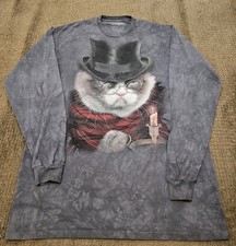 THE MOUNTAIN GRUMPY CAT Grumpenezer Scrooge Gray Tie Dye LONG SLEEVE SHIRT - 3XL