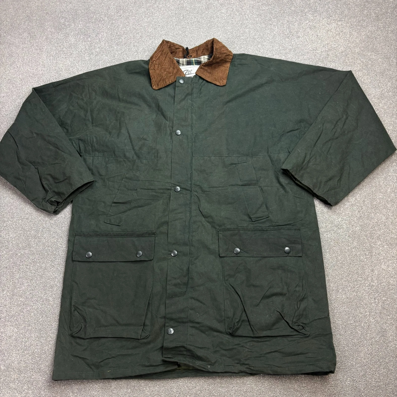 Wax Jacket Adult Large Green Hunting Country Outdoor Waterproof Lined Men*