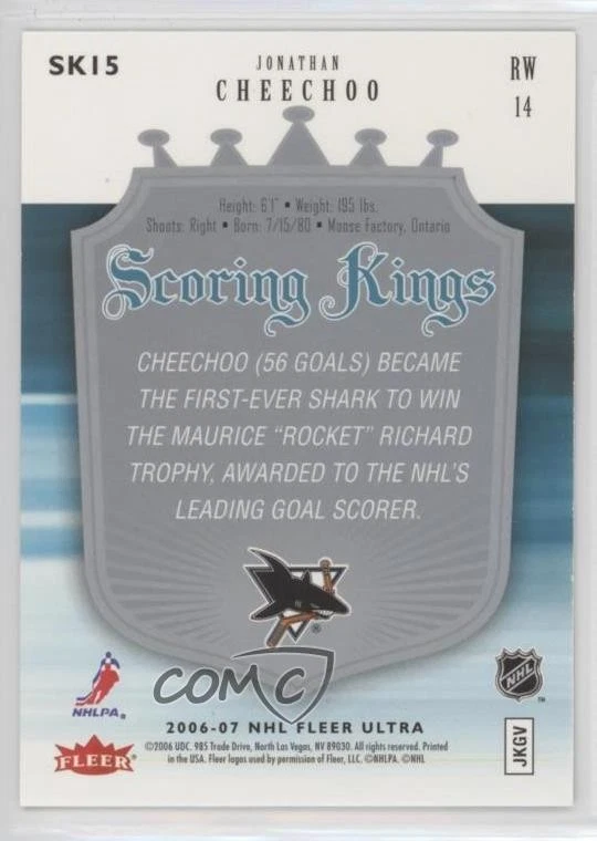 2006-07 Fleer Ultra Scoring Kings Jonathan Cheechoo #SK15 - Image 2 of 2