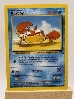 Pokémon TCG Krabby Card 51/62 Fossil Symbol Slash Error Misprint 1999 Vintage