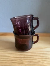 Vintage Forte Crisa Mexico Amethyst Purple Glass Mugs Set Of 2