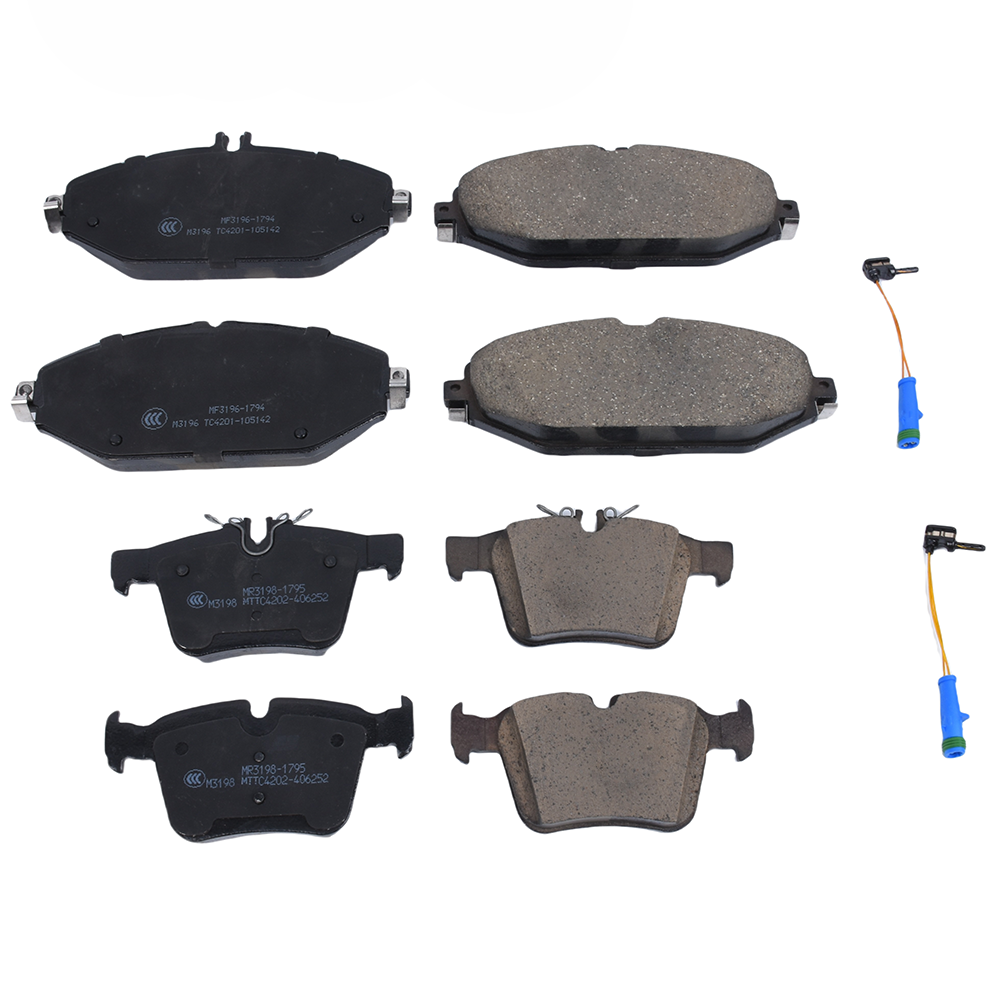 Brand New For 2015-2019 Mercedes-Benz C300 Front & Rear Brake Pads With Sensors