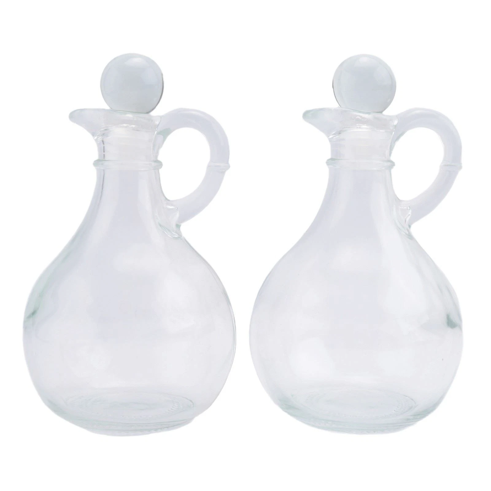 Glass Oil and Vinegar Bottles (2 Piece Set) Round Glass Oil Dispenser