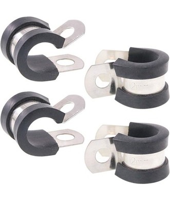 20 Stück Drahtklemme Edelstahl Gummi Streifen Kabel Clips Halter 12 mm 1/2 Zoll