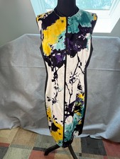 Floral print, zip front Tahari sleeveless sheath dress, size 12