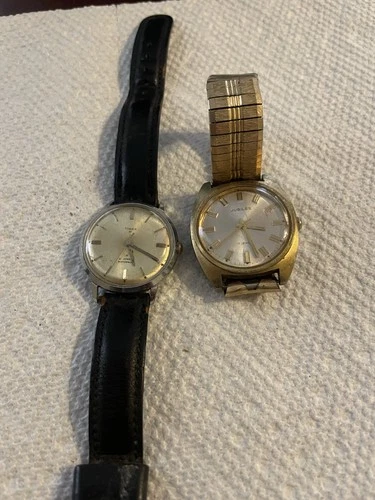 Vtg. Timex 21 Jewels Waterproof, Jubilee 17 Jewel,  Not Working