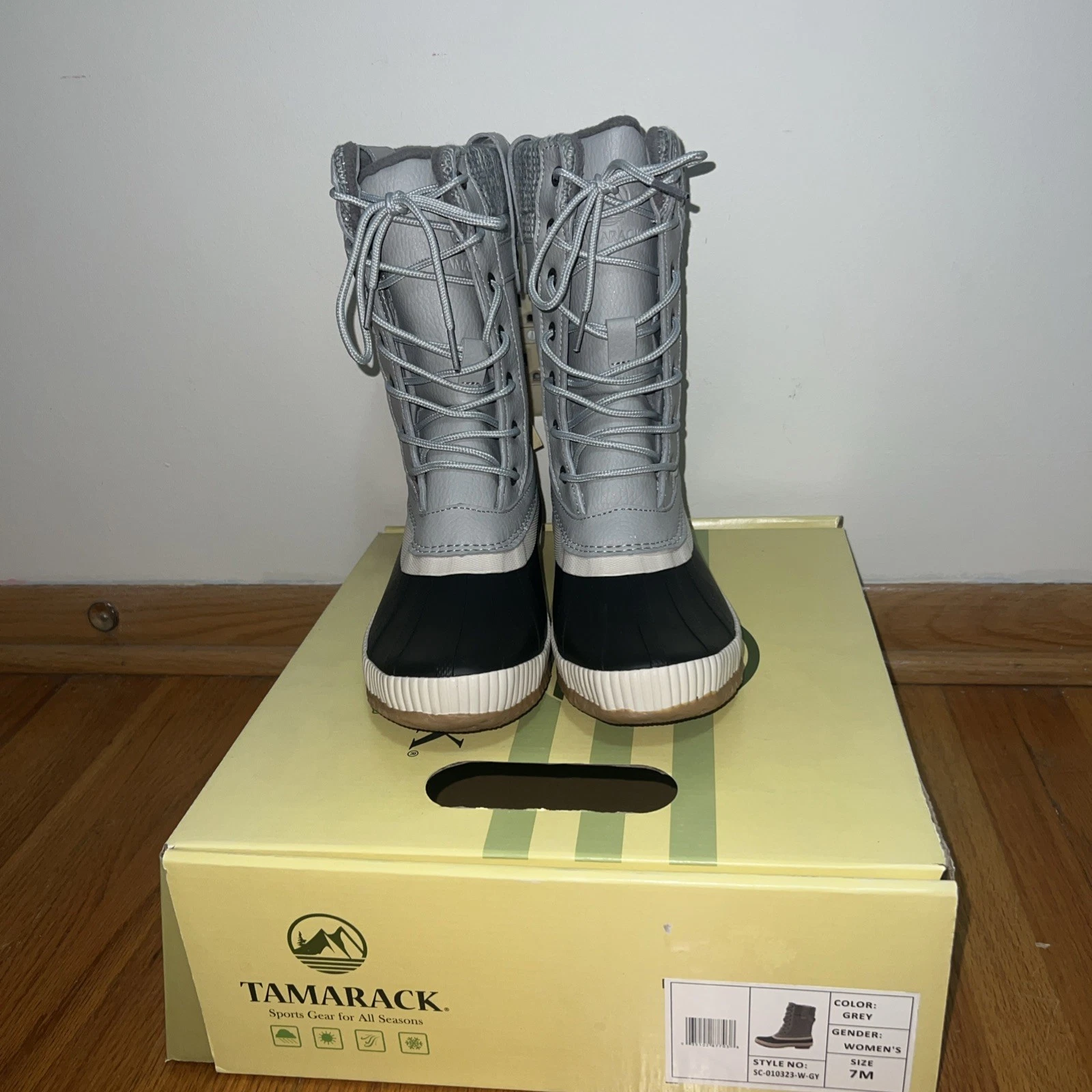 Tamarack Womens Snow Boots Grey Suede Lace Up Faux Fur Lined sz 7, 8, 10
