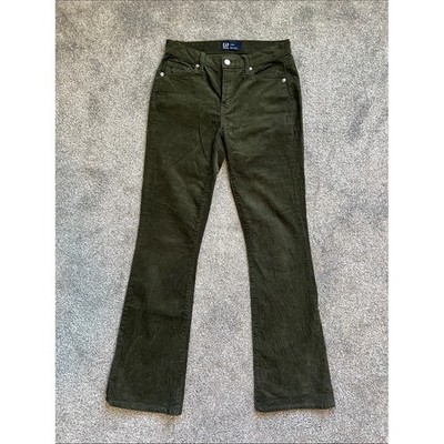 Gap Baby Bootcut Corduroy Pants Women's 26 Olive Green Y2K Low Rise Flare
