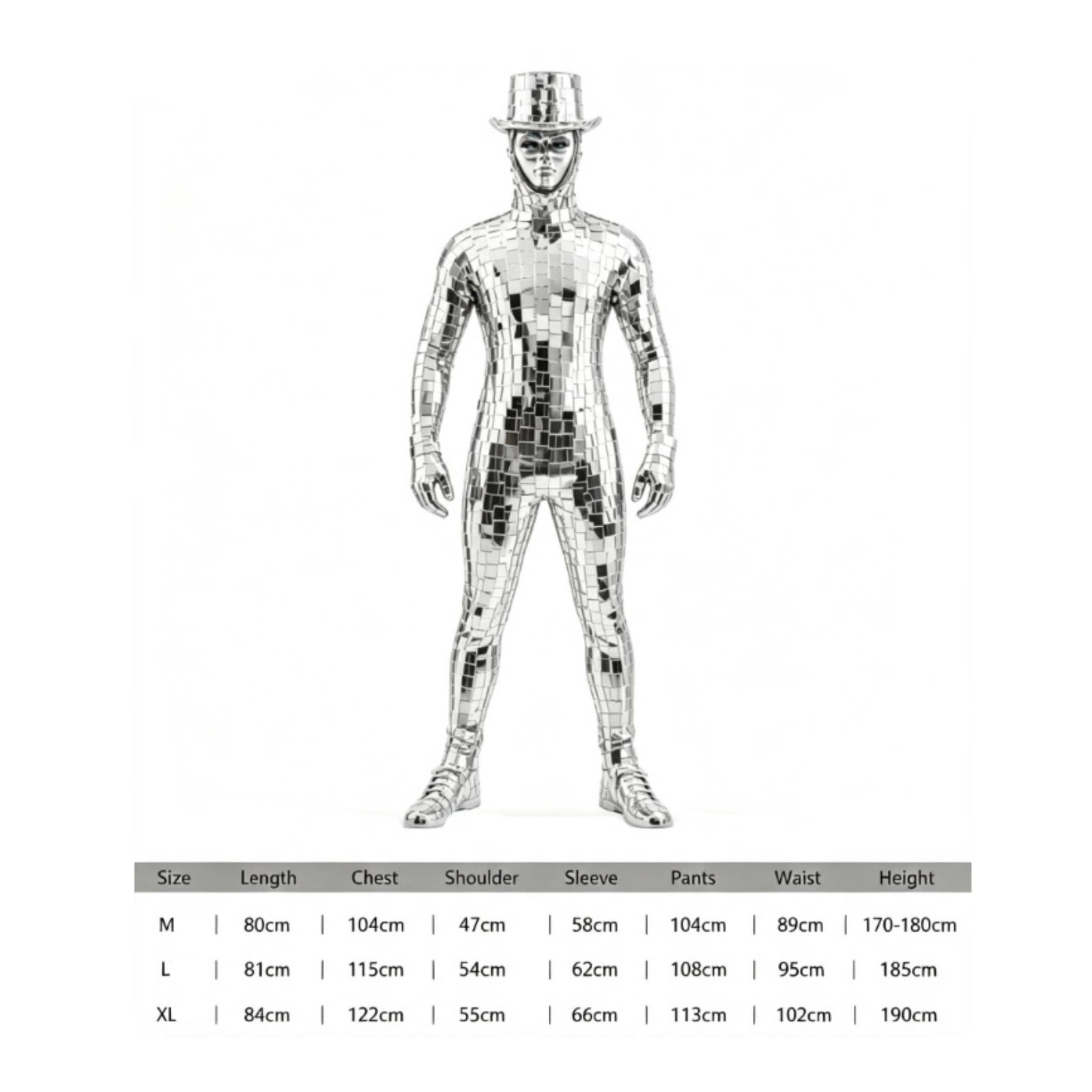 Performance Costume with Mask Mirrored Performance Bodysuit Shiny for Performers image 10