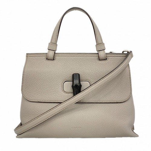 GUCCI Hand Bag  370831 Leather Gray Silver Hardware 2 Way 630347
