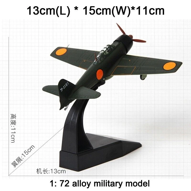 Modellino Militare Diecast 1:72 Aereo da Caccia Mitsubishi A6M3 Zero Collezione - Immagine 2 di 4