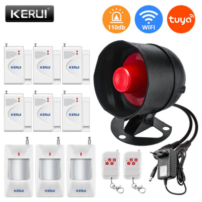KERUI Wifi Tuya Wireless Alarm System Smart Home Security 110dB Live Siren Horn
