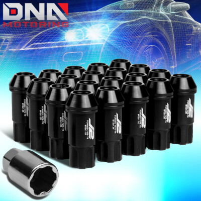 J2 ENGINEERING BLACK 20PCS M12X1.25 50MM 7075-T6 ALUMINUM LUG NUT W/ ADAPTER KEY