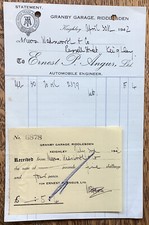 Keighley 1942 WW2 Ernest Angus Granby Garage Riddlesden Receipt Wadsworth & Co