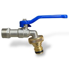 Kugelauslaufhahn Wasserhahn Auslaufhahn Steckkupplung Messing Blau 1/2" 3/4" 