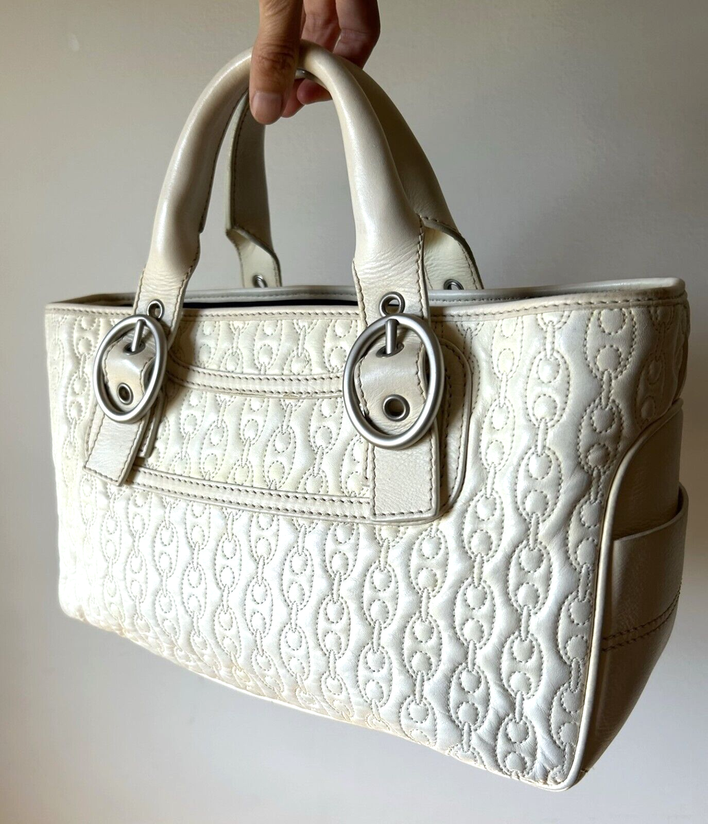 CELINE Boogie Bag HandBag Logo Ivory Leather Chain Pattern CE00/25 