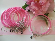 1 DZ. BREAST CANCER BRACELETS/AWARENESS /HOPE RIBBON CHARM/PINK ROUND BEAD