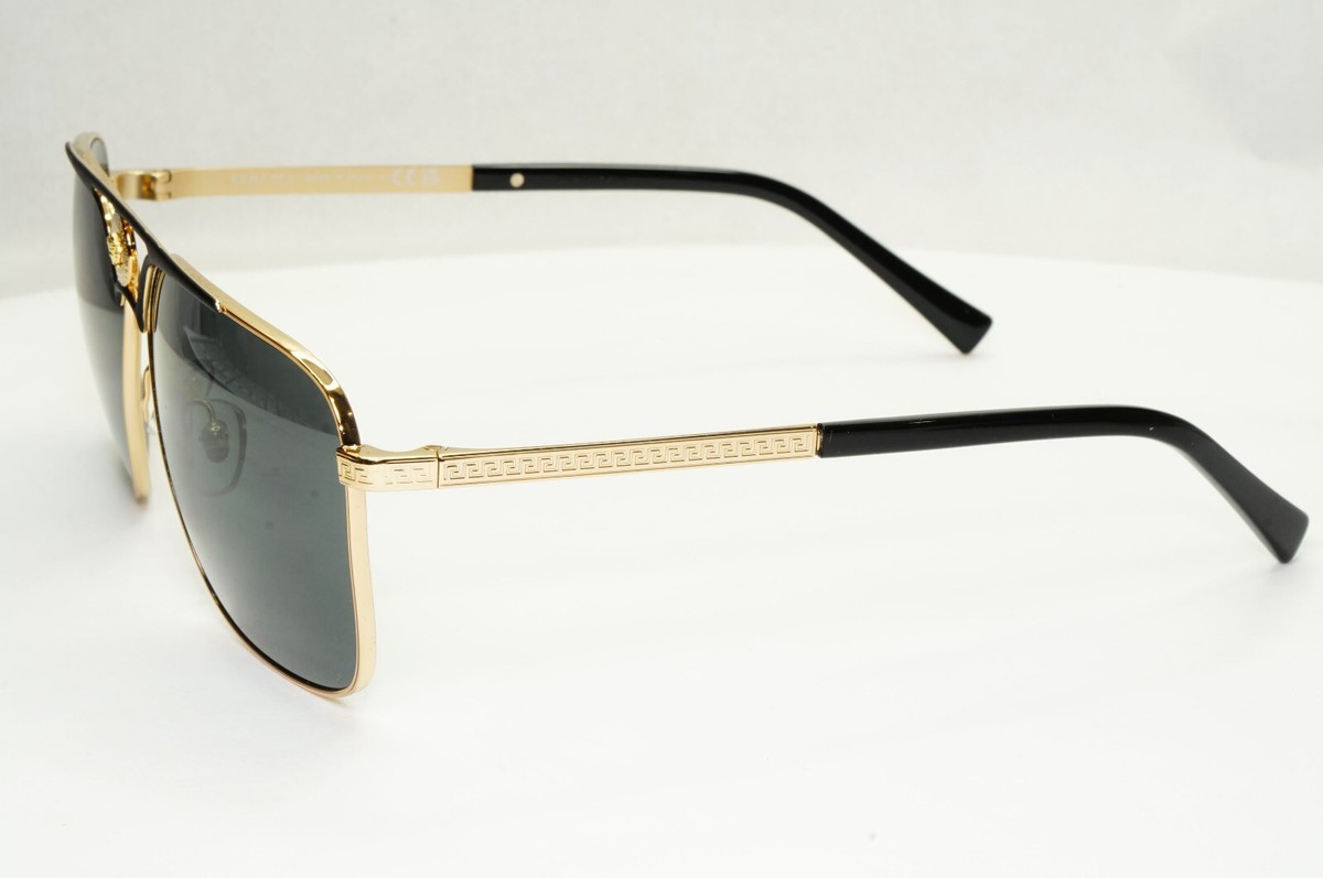 小物 VERSACE medusa half lim sunglasses gold Versace Medusa Gold Tone Mirrored Shield Sunglasses – Vintage by Misty