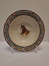 Folkcraft "CEDAR VALLEY STABLES" 8.5" Rimmed Soup Bowl 2001 Stoneware 